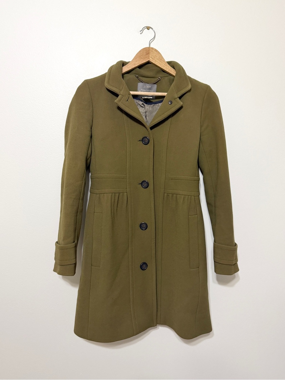 J. Crew Lady Day Coat In Italian Double-cloth Wool Size 2 Olive Green
